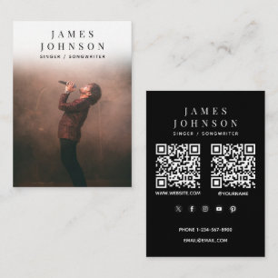 Elegante zanger muzikant fotografie 2 QR-codes Visitekaartje