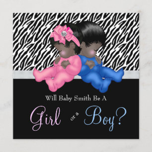 Elegante zebra baby geslacht onthulling feest kaart
