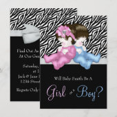 Elegante Zebra gender Reveal Shower Kaart (Voorkant / Achterkant)