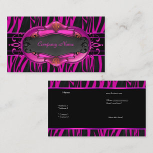 Elegante Zebra Heet Roze Zwart Boetiekkaart 4 Visitekaartje