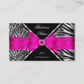 Elegante Zebra Leopard Black Hot pink 2 Visitekaartje (Voorkant)