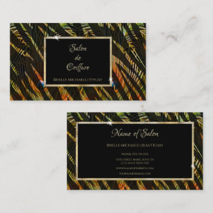 Elegante Zebra Print Pauw Veren Haarsalon Visitekaartje