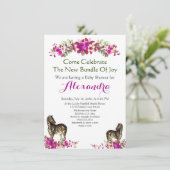 Elégante Zebra rose Floral Baby shower invitation (Debout devant)