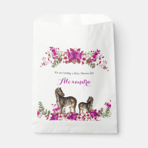 Elegante zebra roze bloem baby shower feestje bedankzakje