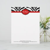 Elegante zebraprint gepersonaliseerd briefhoofd (Staand voorkant)