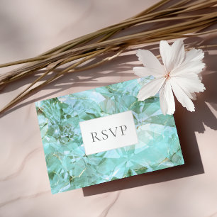 Elegante Zee Glas Edelsteen bruiloft RSVP Uitnodiging Briefkaart