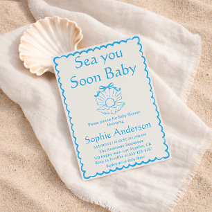 Elegante Zee Schelp Zie Je Gauw Baby Borrel Kaart