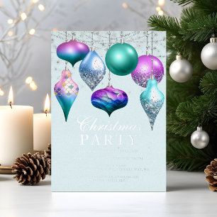 Elegante Zeemeermin Versiering Kerstfeest Folie Uitnodiging