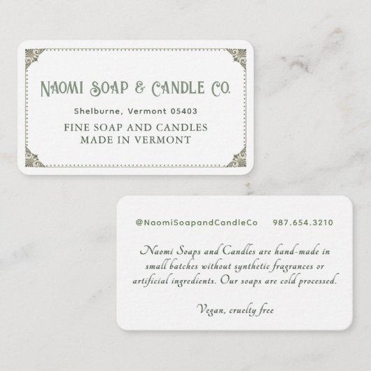 Elegante  zeep kaars behuizing Kaart rand (Voorkant / Achterkant)