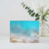 Elegante zeeschelpen Blauwe Tropische Save the Dat Aankondigingskaart (Staand voorkant)