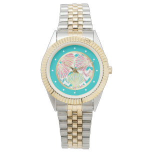 Elegante zeeschelpen Chevron Horloge