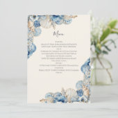 Elegante Zeeschelpenrand Bruiloft Menu (Staand voorkant)