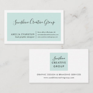 Elegante Zeeschuim Aqua Script Professionele Kaart Visitekaartje