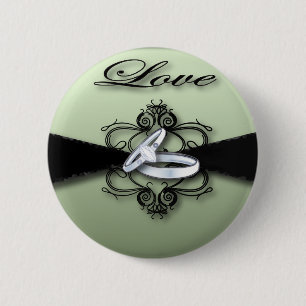 Elegante zeeschuim groene munt en zwarte bruiloft ronde button 5,7 cm
