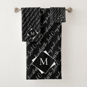 Elegante ZEGEN DE HERE Monogram badhanddoekenset Bad Handdoek