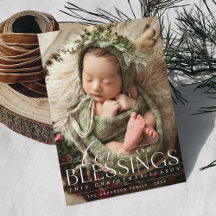 Elegante zegening Foto groen Baby 1e kerst