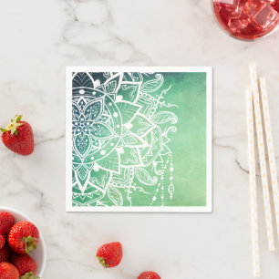 Elegante Zen Mandala Rosette Groene tinten Servet
