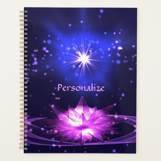 Elegante Zen Paarse Crystal Lotus Flower Planner (Voorkant)