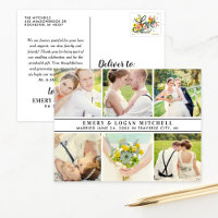 Elegante zes foto-collage bruiloft dank je