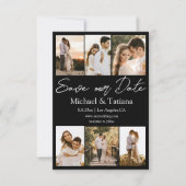 Elegante zes foto's collage wit script minimaal save the date (Voorkant)