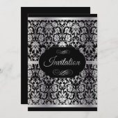 Elegante Zilver en Zwarte Feestviering Kaart (Voorkant / Achterkant)