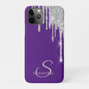 Elegante Zilver Glitter Druppels Paars iPhone 11 Pro Hoesje