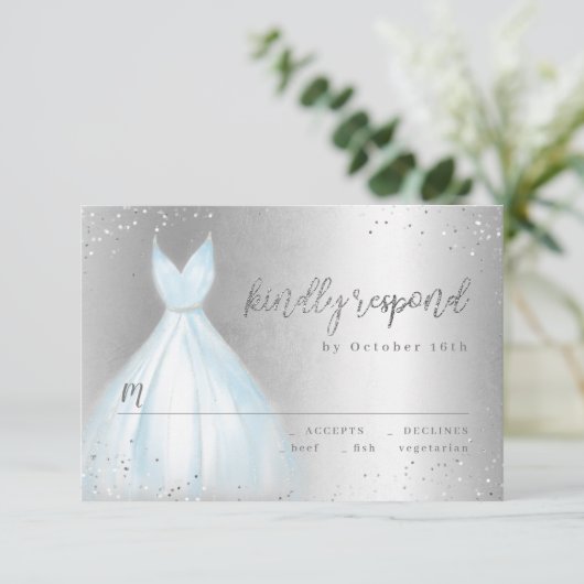 Elegante zilverblauwe jurk quinceañera RSVP (Staand voorkant)