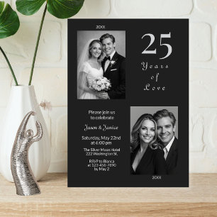 Elegante Zilveren 25e Huwelijksverjaardag Kaart