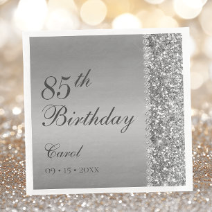Elegante zilveren 85e verjaardagsfeest servet