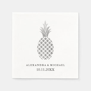 Elegante zilveren ananas bruiloft servet