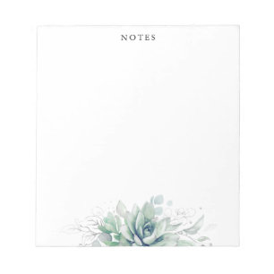 Elegante Zilveren Bladeren Succulenten Groene Noti Notitieblok