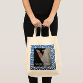 Elegante zilveren blauwe hart diamant eerste kerst tote bag (Voorkant (product))