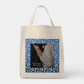 Elegante zilveren blauwe hart diamant eerste kerst tote bag (Achterkant)