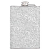 Elegante Zilveren Bloemen Trouwfles – gepersonalis Heupfles (Achterkant)