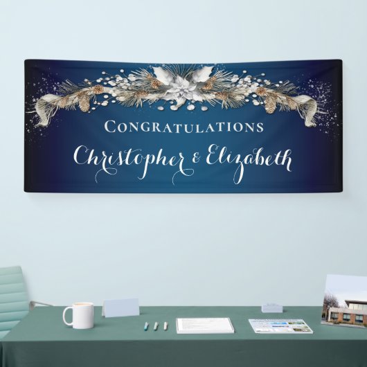 Elegante zilveren bloemige congratulatie voor de w spandoek (Beurs)