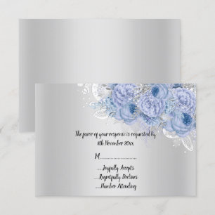 Elegante Zilveren Bloemister Lilac Boeket RSVP Kaart