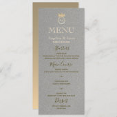 Elegante Zilveren Bruiloft Menu (Voorkant / Achterkant)
