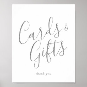 Elegante Zilveren Calligrafie Kaarten en Cadeaus B Poster