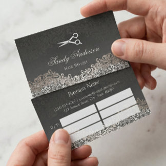 Elegante Zilveren Damask Hair Salon Multi Afspraak Afsprakenkaartje