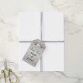 Elegante zilveren damast stijl bruiloft 1 cadeaulabel (Met Touw)