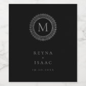 Elegante Zilveren Deco Krans Monogram Wijn Etiket (Enkel label)