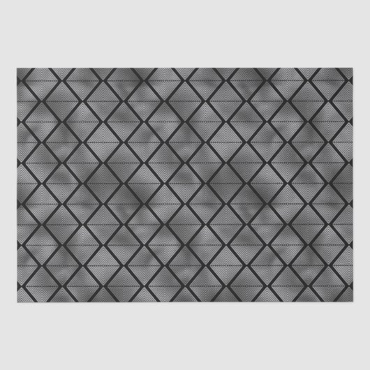 Elegante Zilveren Diamant Illusie Art Deco Patroon Tissuepapier (Voorkant)