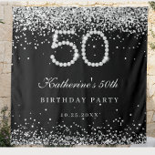 Elegante zilveren diamanten 50ste verjaardagsfeest wandkleed