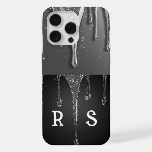 💎 Elegante zilveren druppel monogram aangepaste n iPhone 15 Pro Max Hoesje
