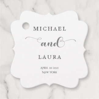 Elegante zilveren eenvoudige bruiloft bedankjes labels