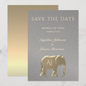 Elegante zilveren en gouden bruiloft save the date (Voorkant / Achterkant)