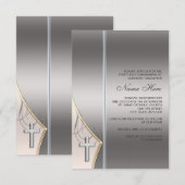 Elegante zilveren en gouden eerste communie uitnod kaart (Voorkant / Achterkant)