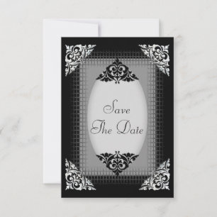 Elegante Zilveren en Zwarte Save the Date Huwelijk