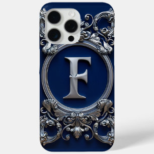 Elegante zilveren F-letter monogram iPhone 15 Pro Max Hoesje