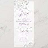 Elegante zilveren franjes & lavendel op witte brui programma (Voorkant)